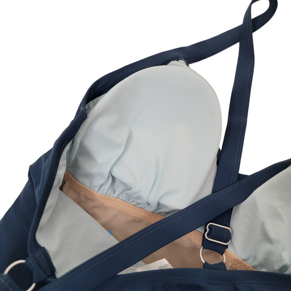 NWT Cupshe Blue Ruched Swimsuit One Piece Tummy Control Criss Cross Back 0X - Picture 6 of 10